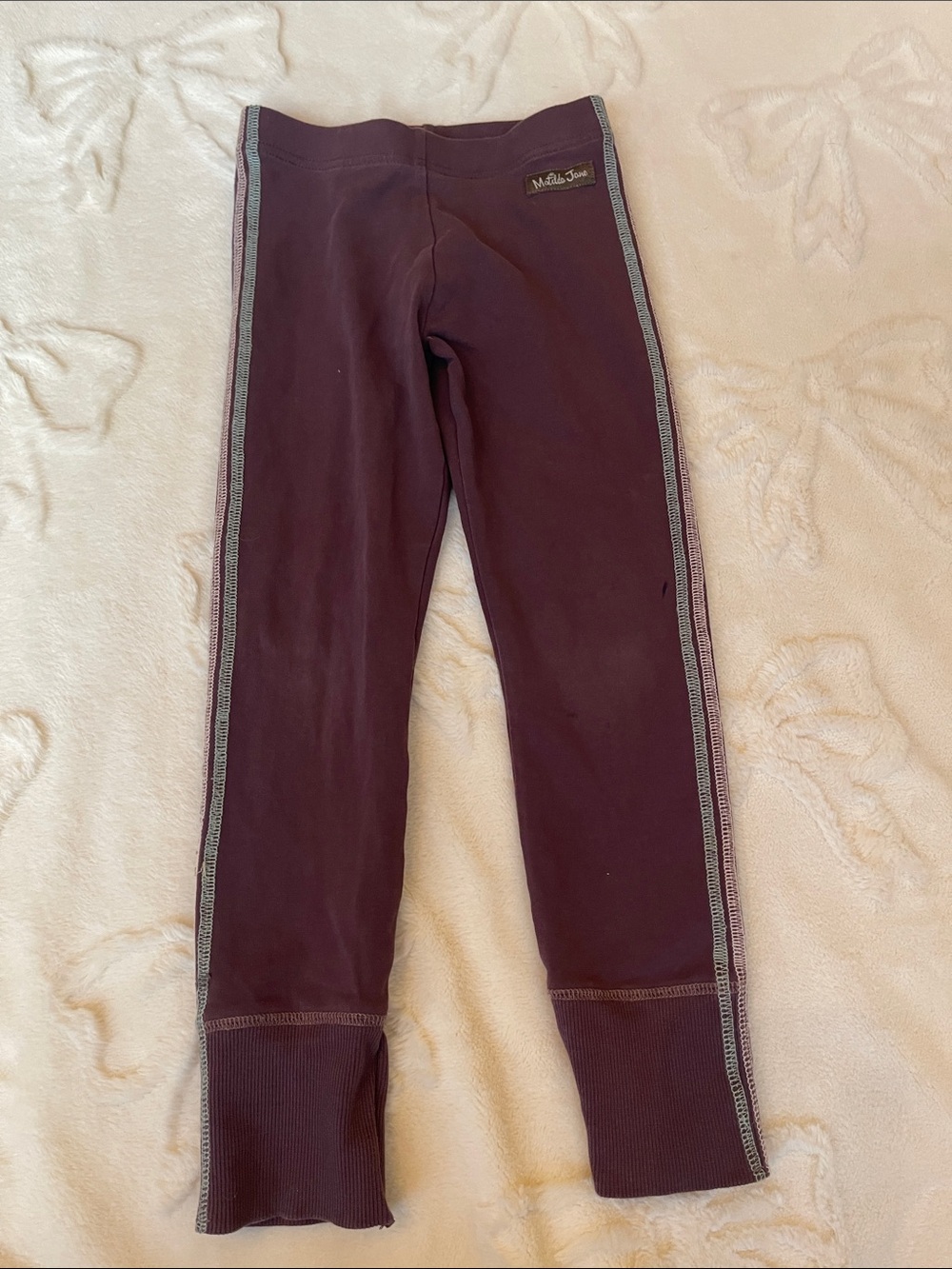 Matilda Jane Plum Leggings Side Stripes Size 6